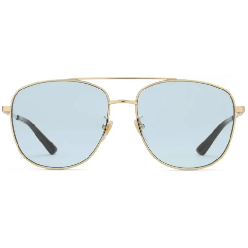 Gucci Eyewear Gucci - Navigator Sunglasses in Metal - Shiny Gold Lenses Blue - - Avvenice