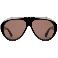 Gucci Eyewear Gucci - Navigator Sunglasses with Double G - Black - - Avvenice