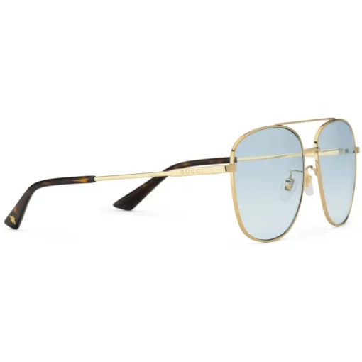 Gucci Eyewear Gucci - Navigator Sunglasses in Metal - Shiny Gold Lenses Blue - - Avvenice