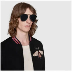 Gucci Eyewear Gucci - Optimal Fit Metal Aviator Sunglasses - Gold Grey Lenses - - Avvenice^ Sunglasses & Eyewear