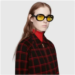Gucci Eyewear Gucci - Oval Sunglasses in Acetate - Black Yellow - - Avvenice