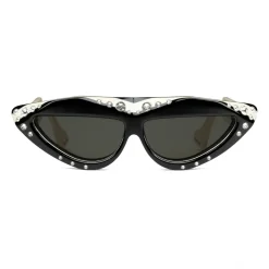 Gucci Eyewear Gucci - Oval Sunglasses with Swarovski Crystals - White Black - - Avvenice^ Sunglasses & Eyewear