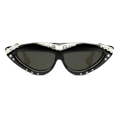 Gucci Eyewear Gucci - Oval Sunglasses with Swarovski Crystals - White Black - - Avvenice^ Sunglasses & Eyewear
