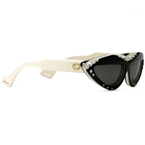 Gucci Eyewear Gucci - Oval Sunglasses with Swarovski Crystals - White Black - - Avvenice^ Sunglasses & Eyewear