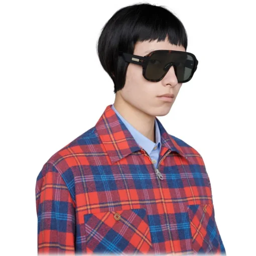 Gucci Eyewear Gucci - Oversize Mask Sunglasses - Tortoiseshell - - Avvenice