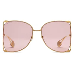 Gucci Eyewear Gucci - Oversize Round Frame Metal Sunglasses - Light Pink - - Avvenice