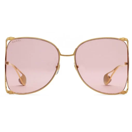 Gucci Eyewear Gucci - Oversize Round Frame Metal Sunglasses - Light Pink - - Avvenice