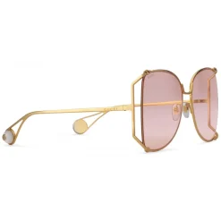 Gucci Eyewear Gucci - Oversize Round Frame Metal Sunglasses - Light Pink - - Avvenice