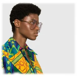 Gucci Eyewear Gucci - Oversize Round Frame Metal Sunglasses - Light Pink - - Avvenice