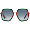 Gucci Eyewear Gucci - Oversized Square Sunglasses in Metal - Gold Coloured with Green and Red Acetate Glitter - - Avvenice^ Sunglasses & Eyewear