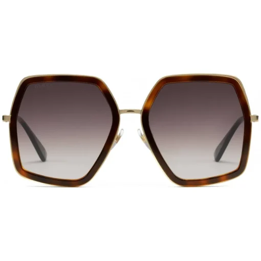 Gucci Eyewear Gucci - Oversized Square Sunglasses in Metal - Gold Coloured with Turtle Acetate - - Avvenice