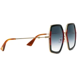 Gucci Eyewear Gucci - Oversized Square Sunglasses in Metal - Gold Coloured with Green and Red Acetate Glitter - - Avvenice^ Sunglasses & Eyewear