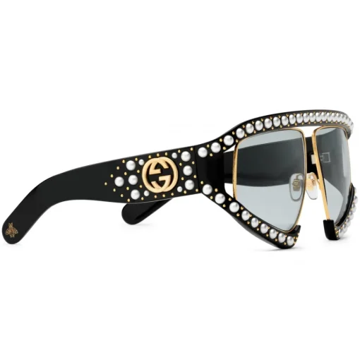 Gucci Eyewear Gucci - Rectangular Acetate Sunglasses with Pearls - Black - - Avvenice