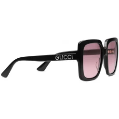 Gucci Eyewear Gucci - Rectangular Acetate Sunglasses - Glossy Black Acetate - - Avvenice