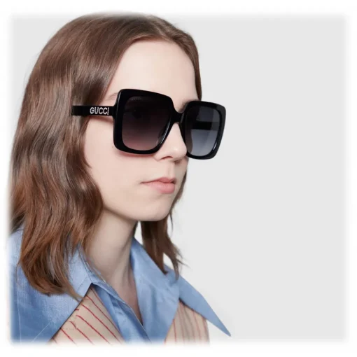 Gucci Eyewear Gucci - Rectangular Acetate Sunglasses - Glossy Black Acetate - - Avvenice^ Sunglasses & Eyewear