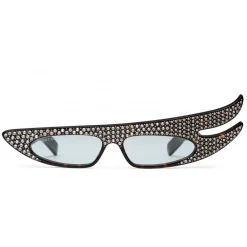 Gucci Eyewear Gucci - Rectangular Angle Acetate Sunglasses with Crystals - Turtle - - Avvenice^ Sunglasses & Eyewear