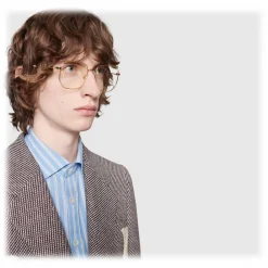 Gucci Eyewear Gucci - Rectangular Frame Metal Glasses - Gold - - Avvenice^ Sunglasses & Eyewear