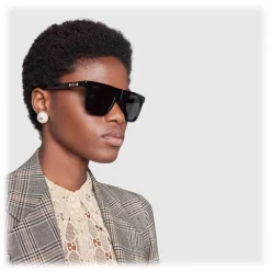 Gucci Eyewear Gucci - Rectangular Frame Acetate Sunglasses - Black Acetate Grey Lens - - Avvenice