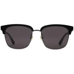 Gucci Eyewear Gucci - Rectangular Metal Sunglasses - Glossy Black and Black Acetate Frame - - Avvenice