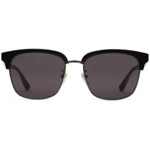 Gucci Eyewear Gucci - Rectangular Metal Sunglasses - Glossy Black and Black Acetate Frame - - Avvenice