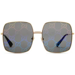 Gucci Eyewear Gucci - Rectangular Metal Sunglasses - Shiny Gold Color with White Bridge Detail - - Avvenice^ Sunglasses & Eyewear
