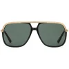 Gucci Eyewear Gucci - Rectangular Metal Sunglasses - Black Metal Green Lenses - - Avvenice^ Sunglasses & Eyewear