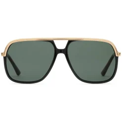 Gucci Eyewear Gucci - Rectangular Metal Sunglasses - Black Metal Green Lenses - - Avvenice^ Sunglasses & Eyewear