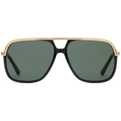 Gucci Eyewear Gucci - Rectangular Metal Sunglasses - Black Metal Green Lenses - - Avvenice^ Sunglasses & Eyewear