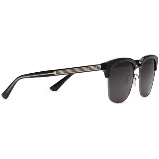Gucci Eyewear Gucci - Rectangular Metal Sunglasses - Glossy Black and Black Acetate Frame - - Avvenice