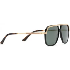 Gucci Eyewear Gucci - Rectangular Metal Sunglasses - Black Metal Green Lenses - - Avvenice^ Sunglasses & Eyewear