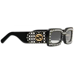 Gucci Eyewear Gucci - Rectangular Sunglasses with Pearls - Black - - Avvenice