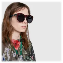 Gucci Eyewear Gucci - Round Acetate Sunglasses - Black and Red Pearl - - Avvenice