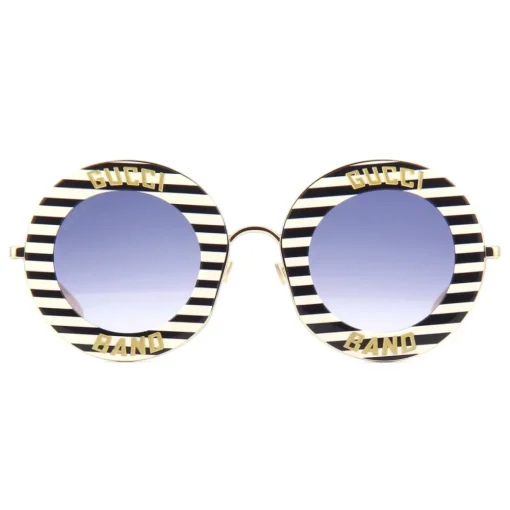Gucci Eyewear Gucci - Round Frame Acetate Sunglasses - Black White Gold - Gucci Band - - Avvenice