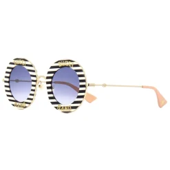 Gucci Eyewear Gucci - Round Frame Acetate Sunglasses - Black White Gold - Gucci Band - - Avvenice