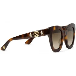 Gucci Eyewear Gucci - Round Frame Acetate Sunglasses with Star - Tortoiseshell Acetate - - Avvenice^ Sunglasses & Eyewear