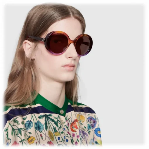 Gucci Eyewear Gucci - Round Frame Acetate Sunglasses - Yellow and Pink Shadow Effect - - Avvenice^ Sunglasses & Eyewear