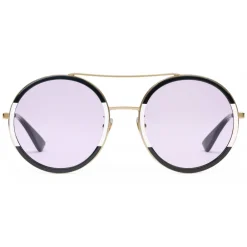 Gucci Eyewear Gucci - Round Frame Metal Sunglasses - Black and Ivory - - Avvenice