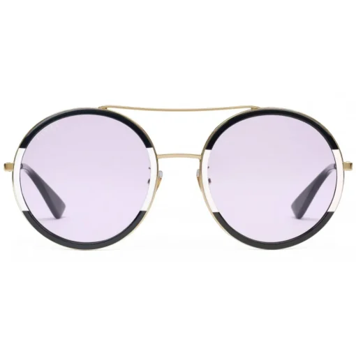 Gucci Eyewear Gucci - Round Frame Metal Sunglasses - Black and Ivory - - Avvenice