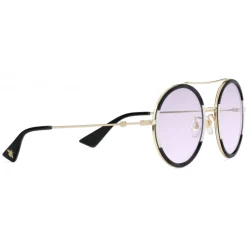 Gucci Eyewear Gucci - Round Frame Metal Sunglasses - Black and Ivory - - Avvenice