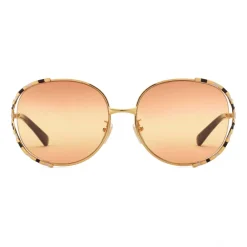 Gucci Eyewear Gucci - Round Metal Sunglasses - Gold Ivory Black - - Avvenice