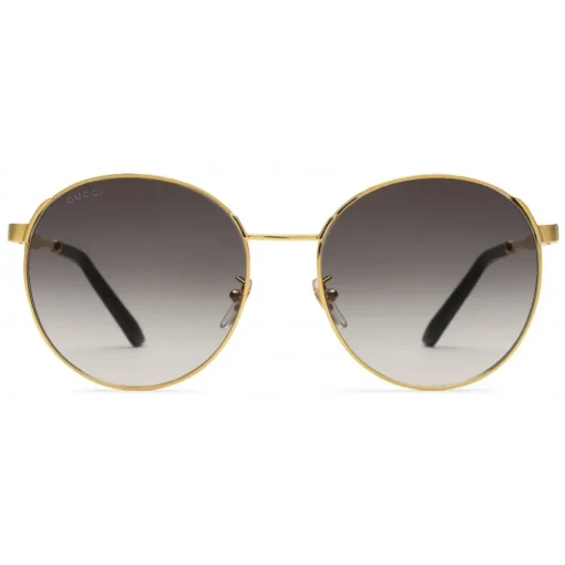 Gucci Eyewear Gucci - Round Metal Sunglasses with Optimal Fit - Gold with Web Detail - - Avvenice