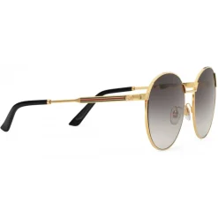 Gucci Eyewear Gucci - Round Metal Sunglasses with Optimal Fit - Gold with Web Detail - - Avvenice
