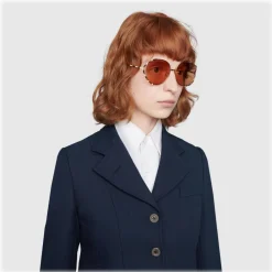 Gucci Eyewear Gucci - Round Metal Sunglasses - Gold Ivory Black - - Avvenice