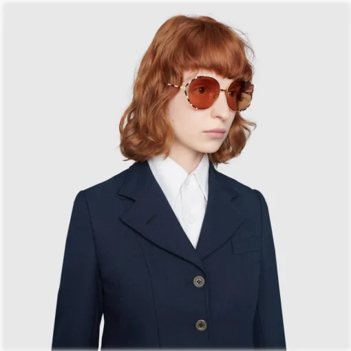 Gucci Eyewear Gucci - Round Metal Sunglasses - Gold Ivory Black - - Avvenice