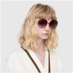 Gucci Eyewear Gucci - Round Metal Sunglasses - Gold Beige Ivory - - Avvenice^ Sunglasses & Eyewear