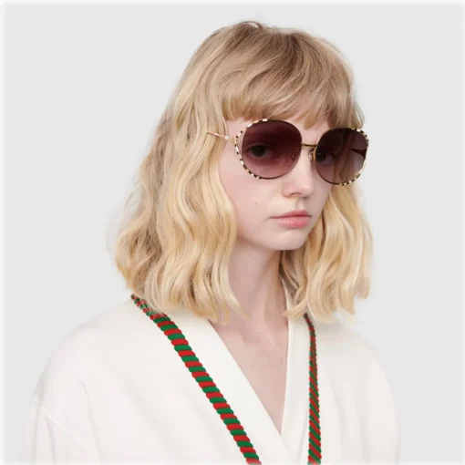 Gucci Eyewear Gucci - Round Metal Sunglasses - Gold Beige Ivory - - Avvenice^ Sunglasses & Eyewear