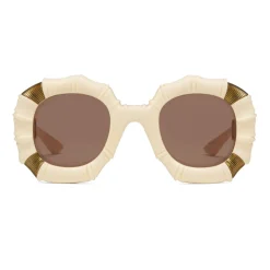 Gucci Eyewear Gucci - Round Sunglasses with Metal Details - Ivory - - Avvenice