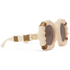 Gucci Eyewear Gucci - Round Sunglasses with Metal Details - Ivory - - Avvenice