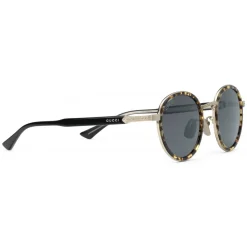 Gucci Eyewear Gucci - Round Titanium Sunglasses - Titanium with GG Engraved - - Avvenice