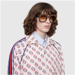 Gucci Eyewear Gucci - Square Acetate Sunglasses Elton John - Dark Blue - - Avvenice